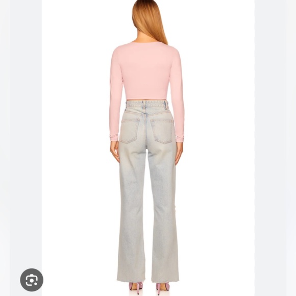 NWT $128 Susana Monaco Pink Waterlily Crop Top long sleeved women size Small - Picture 3 of 7